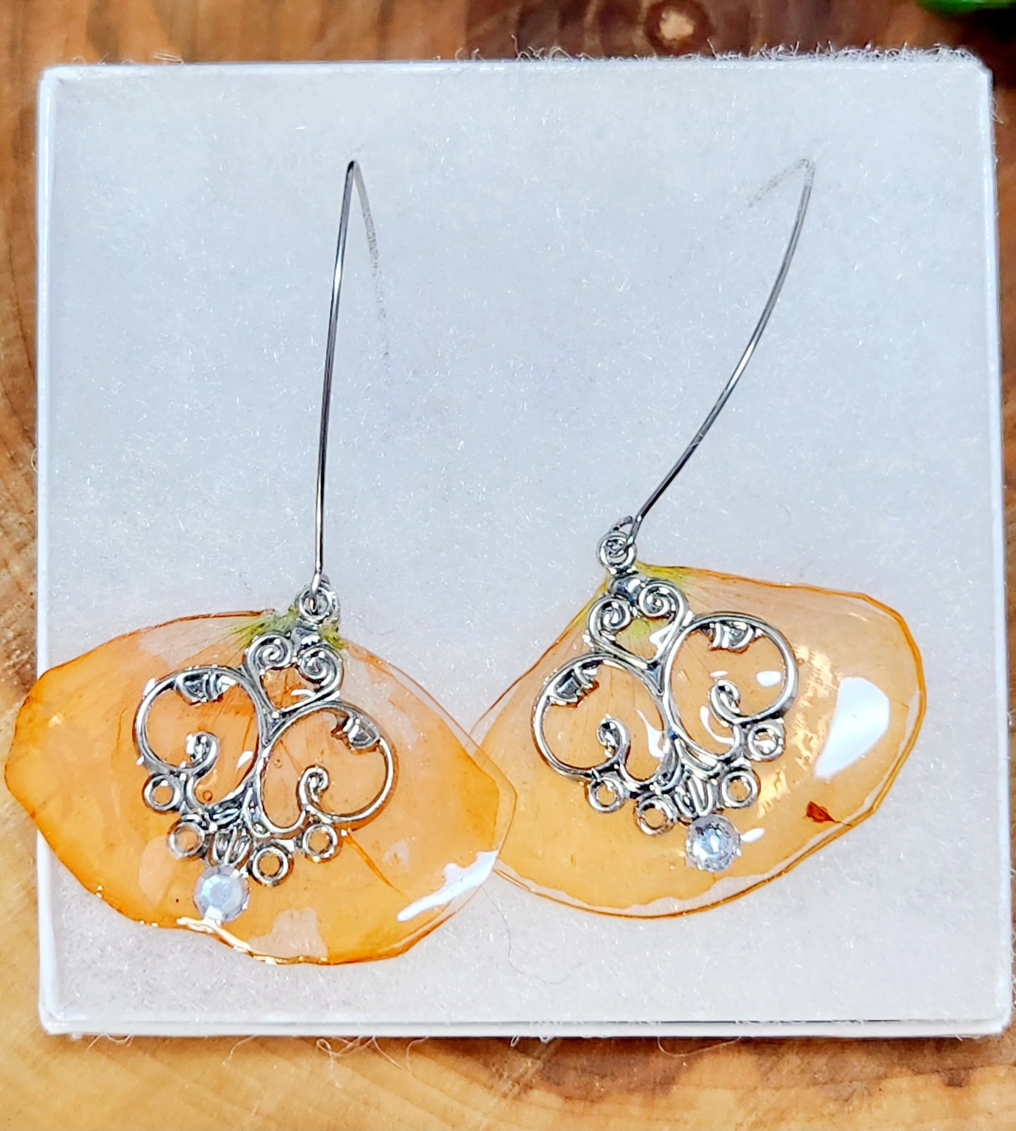 Orange poppy petal Earrings