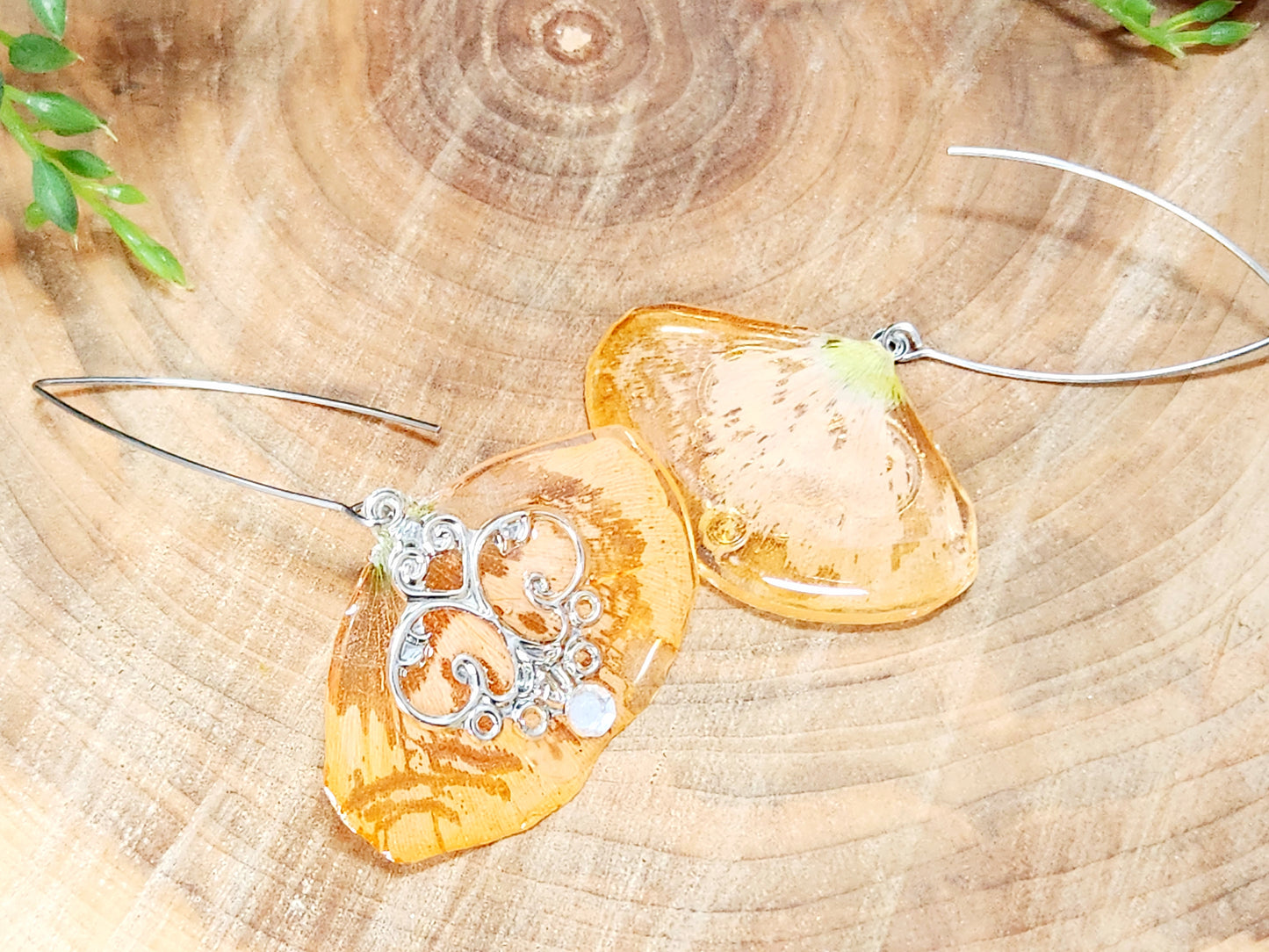 Orange poppy petal Earrings