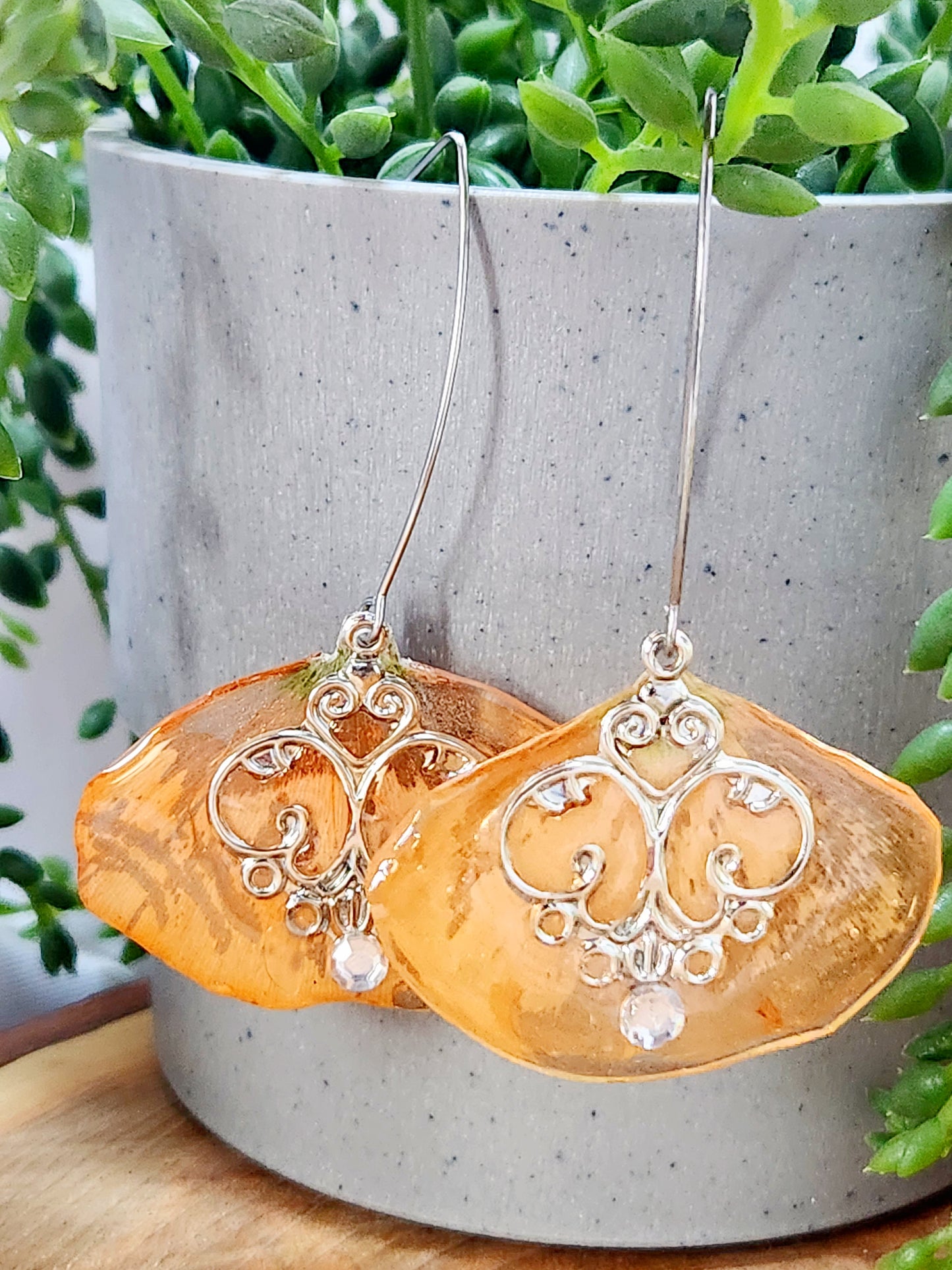 Orange poppy petal Earrings