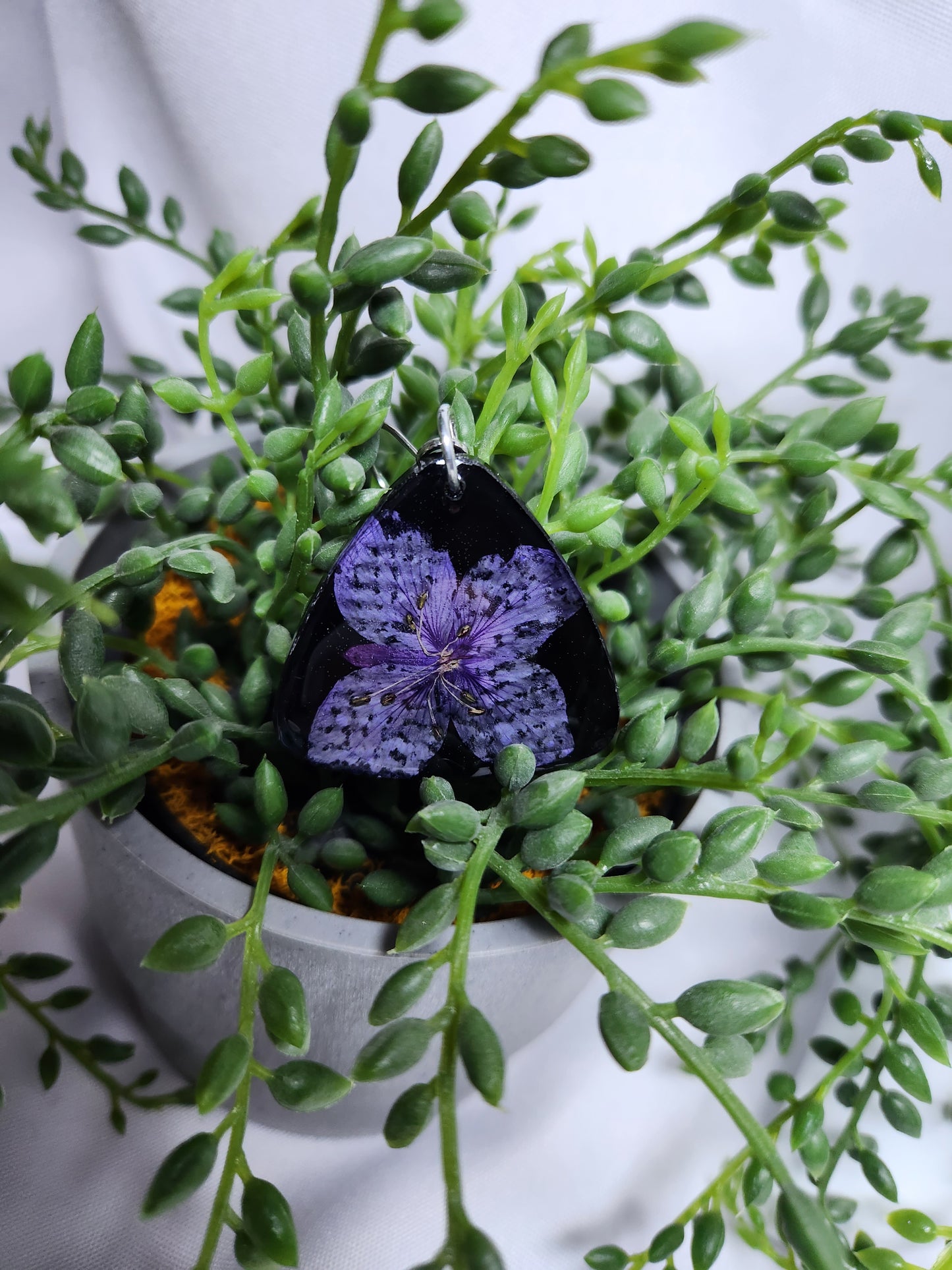 Fireweed flower earrings in black guitar pics