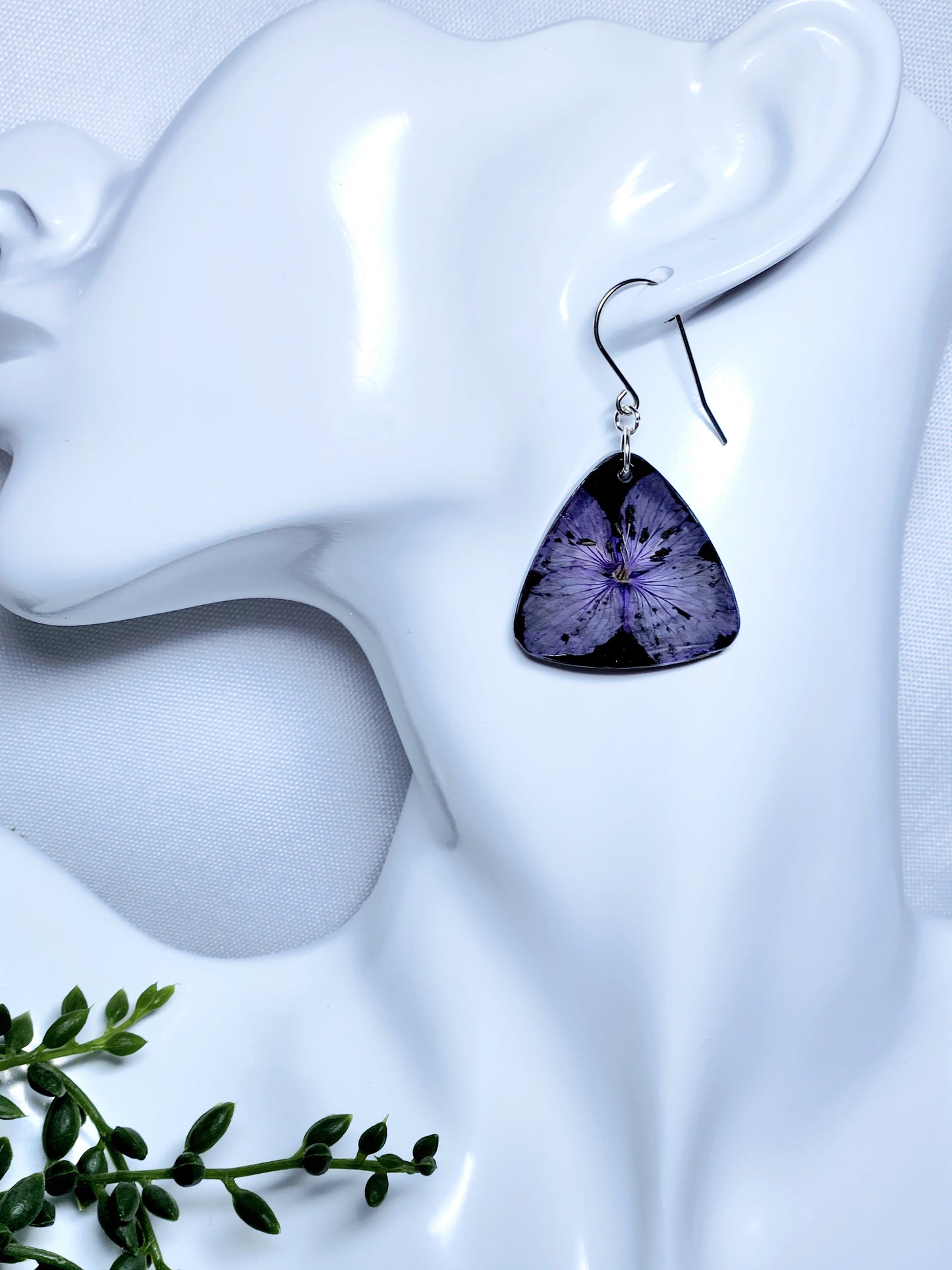 Fireweed flower earrings in black guitar pics