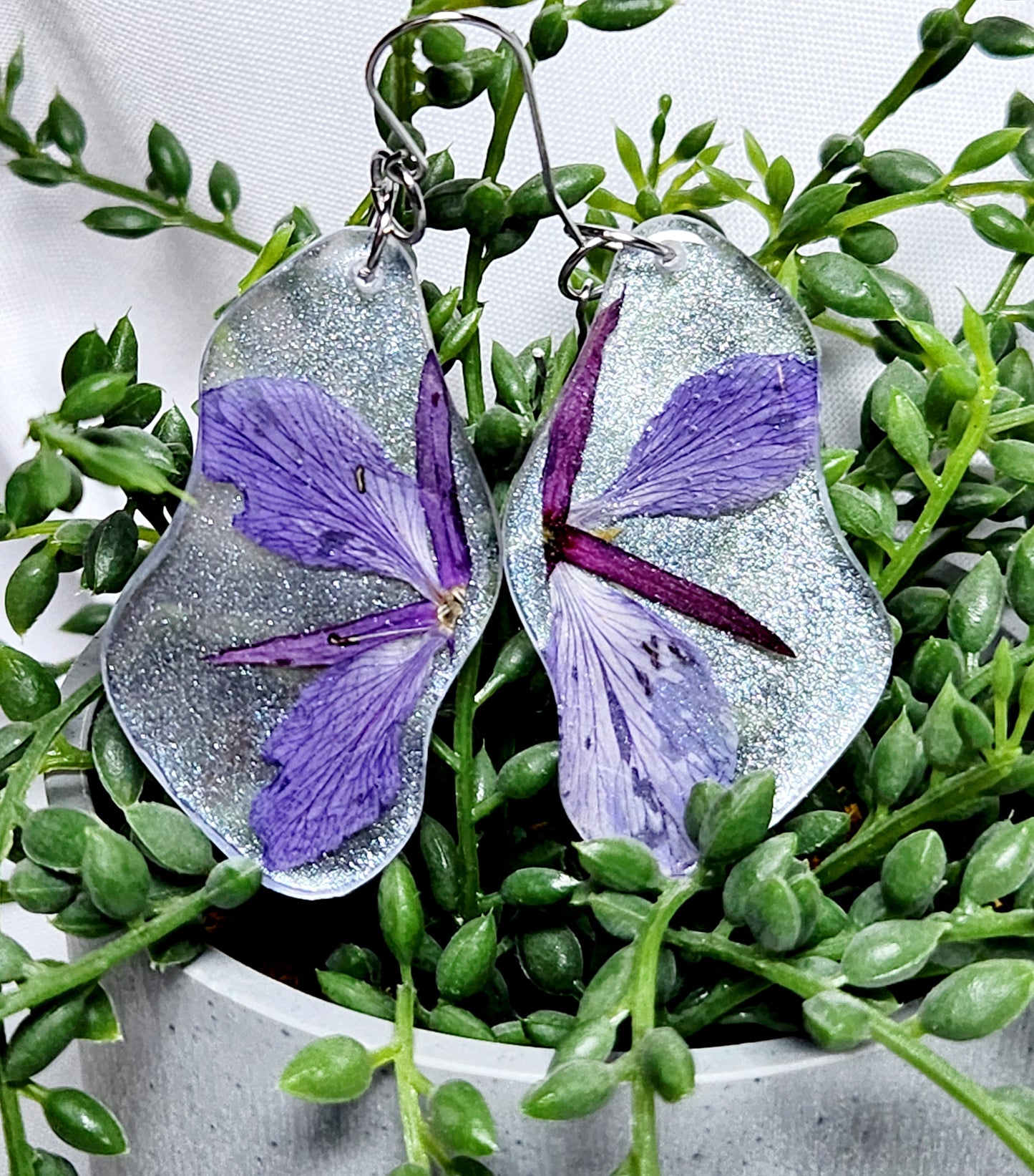 Butterfly wings Fireweed flower earrings