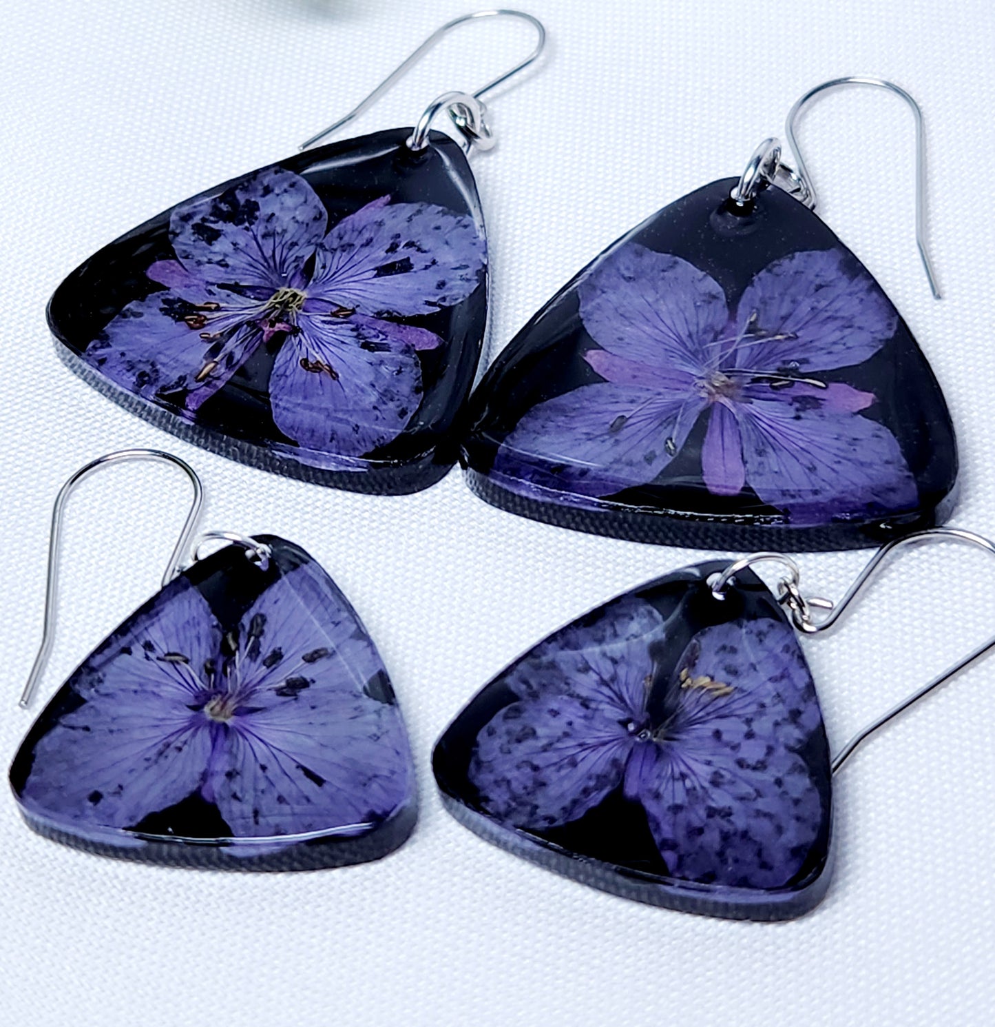 Fireweed flower earrings in black guitar pics