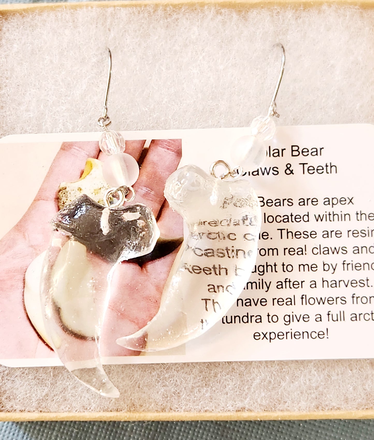 Polar Bear claw earrings