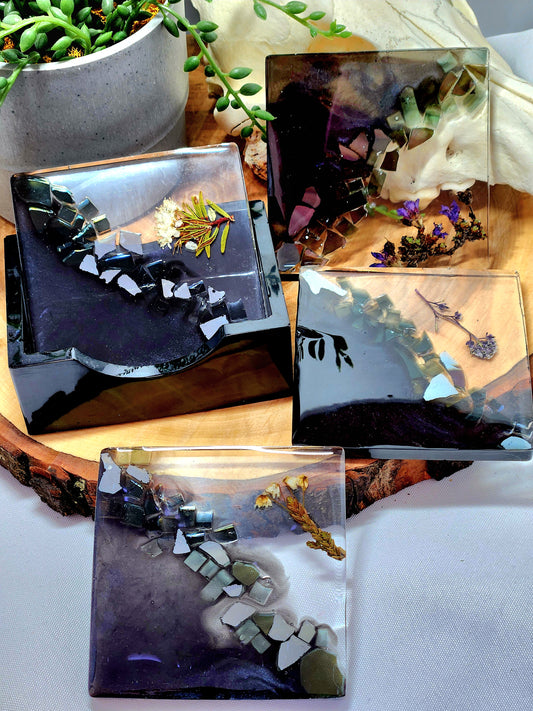 Coaster sets and matching holder