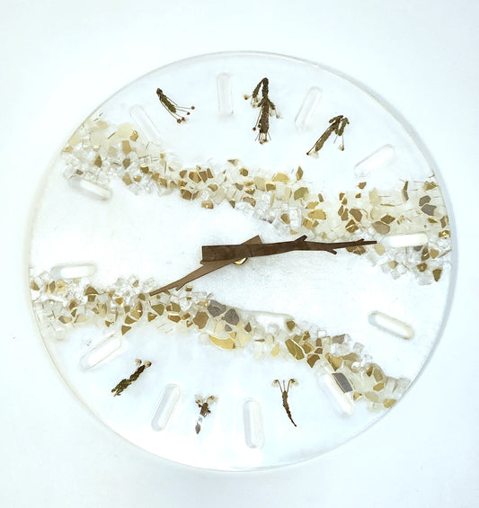 Gorgeous clocks, resin and flowers in a pretty time piece